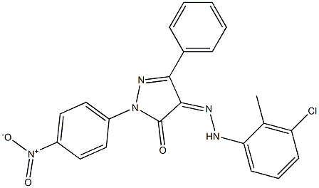 1-(4-nitrophenyl)-3-phenyl-1H-pyrazole-4,5-dione 4-[N-(3-chloro-2-methylphenyl)hydrazone] Structure