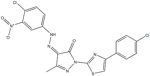 1-[4-(4-chlorophenyl)-1,3-thiazol-2-yl]-3-methyl-1H-pyrazole-4,5-dione 4-[N-(4-chloro-3-nitrophenyl)hydrazone],,结构式