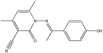 1-{[(E)-1-(4-hydroxyphenyl)ethylidene]amino}-4,6-dimethyl-2-oxo-1,2-dihydro-3-pyridinecarbonitrile 结构式