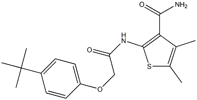 2-({2-[4-(tert-butyl)phenoxy]acetyl}amino)-4,5-dimethyl-3-thiophenecarboxamide,,结构式
