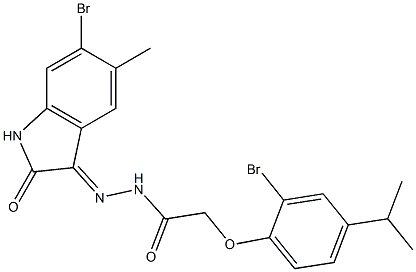 2-(2-bromo-4-isopropylphenoxy)-N'-(6-bromo-5-methyl-2-oxo-1,2-dihydro-3H-indol-3-ylidene)acetohydrazide Structure