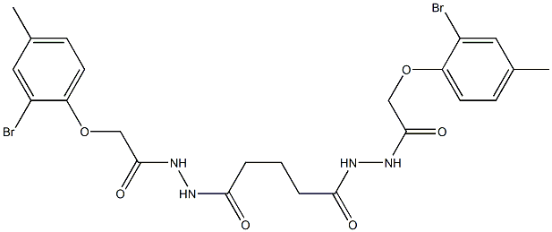2-(2-bromo-4-methylphenoxy)-N'-(5-{2-[2-(2-bromo-4-methylphenoxy)acetyl]hydrazino}-5-oxopentanoyl)acetohydrazide 化学構造式
