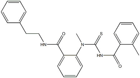 2-(methyl{[(2-methylbenzoyl)amino]carbothioyl}amino)-N-phenethylbenzamide Struktur