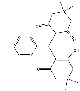 2-[(4-fluorophenyl)(2-hydroxy-4,4-dimethyl-6-oxo-1-cyclohexen-1-yl)methyl]-5,5-dimethyl-1,3-cyclohexanedione Struktur