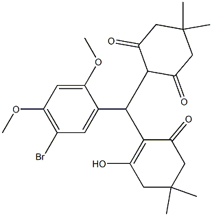 2-[(5-bromo-2,4-dimethoxyphenyl)(2-hydroxy-4,4-dimethyl-6-oxo-1-cyclohexen-1-yl)methyl]-5,5-dimethyl-1,3-cyclohexanedione 化学構造式