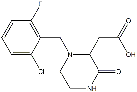 2-[1-(2-chloro-6-fluorobenzyl)-3-oxo-2-piperazinyl]acetic acid Struktur