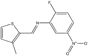 N-(2-fluoro-5-nitrophenyl)-N-[(E)-(3-methyl-2-thienyl)methylidene]amine Struktur