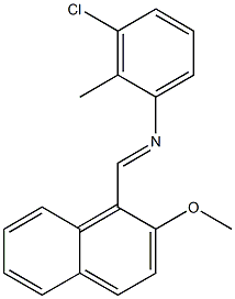N-(3-chloro-2-methylphenyl)-N-[(E)-(2-methoxy-1-naphthyl)methylidene]amine Struktur
