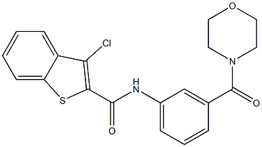 3-chloro-N-[3-(4-morpholinylcarbonyl)phenyl]-1-benzothiophene-2-carboxamide,,结构式