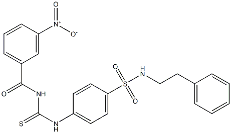 4-({[(3-nitrobenzoyl)amino]carbothioyl}amino)-N-phenethylbenzenesulfonamide,,结构式