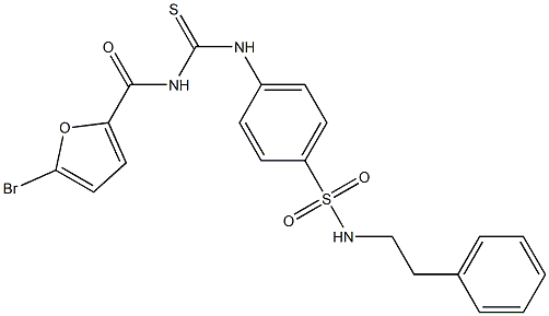 4-({[(5-bromo-2-furoyl)amino]carbothioyl}amino)-N-phenethylbenzenesulfonamide 化学構造式