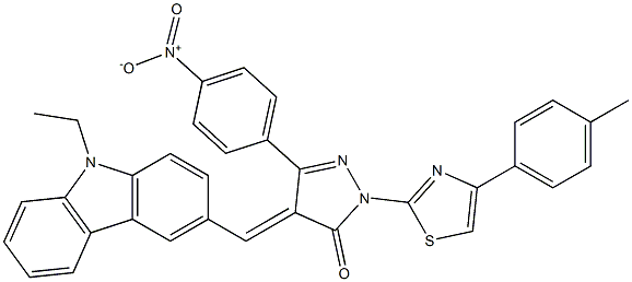  4-[(E)-(9-ethyl-9H-carbazol-3-yl)methylidene]-2-[4-(4-methylphenyl)-1,3-thiazol-2-yl]-5-(4-nitrophenyl)-2,4-dihydro-3H-pyrazol-3-one