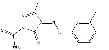 4-[(Z)-2-(3,4-dimethylphenyl)hydrazono]-3-methyl-5-oxo-1H-pyrazole-1(5H)-carbothioamide,,结构式