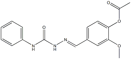 4-{[(E)-2-(anilinocarbonyl)hydrazono]methyl}-2-methoxyphenyl acetate 化学構造式