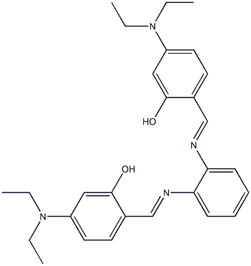 5-(diethylamino)-2-({[2-({(E)-[4-(diethylamino)-2-hydroxyphenyl]methylidene}amino)phenyl]imino}methyl)phenol Struktur