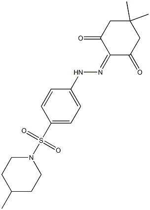 5,5-dimethyl-1,2,3-cyclohexanetrione 2-(N-{4-[(4-methyl-1-piperidinyl)sulfonyl]phenyl}hydrazone) 结构式