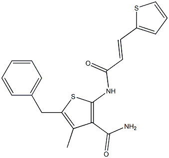 5-benzyl-4-methyl-2-{[(E)-3-(2-thienyl)-2-propenoyl]amino}-3-thiophenecarboxamide Structure