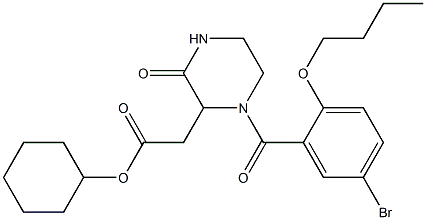 cyclohexyl 2-[1-(5-bromo-2-butoxybenzoyl)-3-oxo-2-piperazinyl]acetate Structure