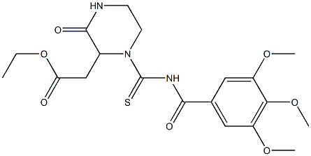  ethyl 2-(3-oxo-1-{[(3,4,5-trimethoxybenzoyl)amino]carbothioyl}-2-piperazinyl)acetate
