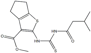 methyl 2-({[(3-methylbutanoyl)amino]carbothioyl}amino)-5,6-dihydro-4H-cyclopenta[b]thiophene-3-carboxylate Struktur