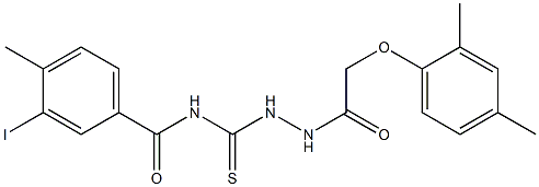 N-({2-[2-(2,4-dimethylphenoxy)acetyl]hydrazino}carbothioyl)-3-iodo-4-methylbenzamide Structure