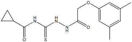 N-({2-[2-(3,5-dimethylphenoxy)acetyl]hydrazino}carbothioyl)cyclopropanecarboxamide,,结构式