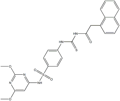 N-(2,6-dimethoxy-4-pyrimidinyl)-4-[({[2-(1-naphthyl)acetyl]amino}carbothioyl)amino]benzenesulfonamide,,结构式