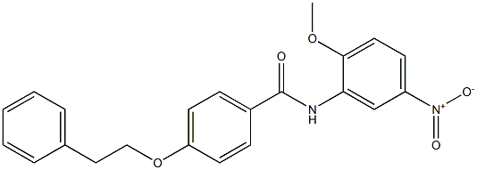 N-(2-methoxy-5-nitrophenyl)-4-(phenethyloxy)benzamide 化学構造式