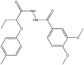 N'-(3,4-dimethoxybenzoyl)-2-(4-methylphenoxy)butanohydrazide,,结构式