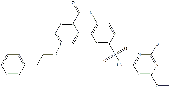 N-(4-{[(2,6-dimethoxy-4-pyrimidinyl)amino]sulfonyl}phenyl)-4-(phenethyloxy)benzamide 化学構造式
