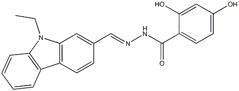 N'-[(E)-(9-ethyl-9H-carbazol-2-yl)methylidene]-2,4-dihydroxybenzohydrazide 化学構造式