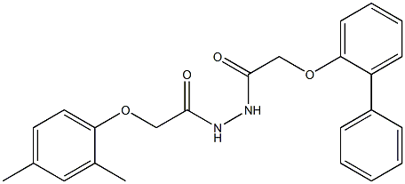 N'-[2-([1,1'-biphenyl]-2-yloxy)acetyl]-2-(2,4-dimethylphenoxy)acetohydrazide,,结构式