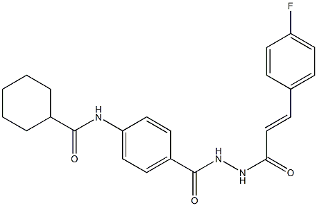 N-[4-({2-[(E)-3-(4-fluorophenyl)-2-propenoyl]hydrazino}carbonyl)phenyl]cyclohexanecarboxamide 化学構造式