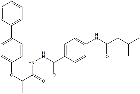 N-[4-({2-[2-([1,1'-biphenyl]-4-yloxy)propanoyl]hydrazino}carbonyl)phenyl]-3-methylbutanamide Structure