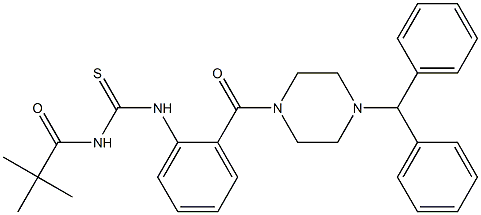 N-{2-[(4-benzhydryl-1-piperazinyl)carbonyl]phenyl}-N'-(2,2-dimethylpropanoyl)thiourea Structure