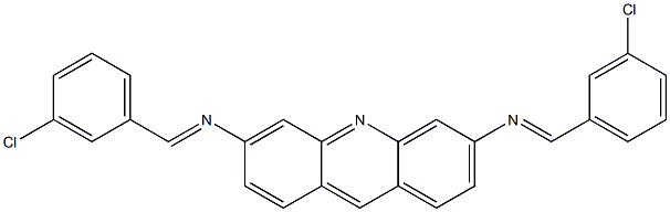 N-[(E)-(3-chlorophenyl)methylidene]-N-(6-{[(E)-(3-chlorophenyl)methylidene]amino}-3-acridinyl)amine 结构式