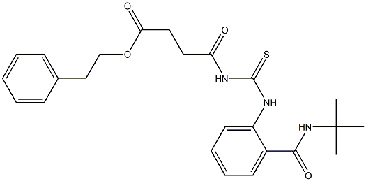 phenethyl 4-[({2-[(tert-butylamino)carbonyl]anilino}carbothioyl)amino]-4-oxobutanoate 化学構造式