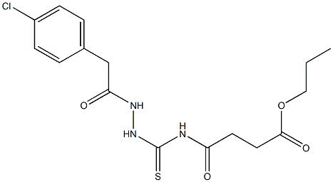 propyl 4-[({2-[2-(4-chlorophenyl)acetyl]hydrazino}carbothioyl)amino]-4-oxobutanoate 结构式