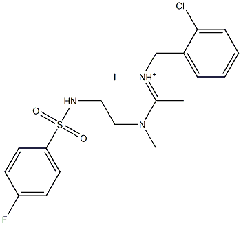 (2-chlorophenyl)-N-{(E)-1-[(2-{[(4-fluorophenyl)sulfonyl]amino}ethyl)(methyl)amino]ethylidene}methanaminium iodide,,结构式