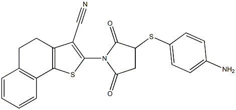 2-{3-[(4-aminophenyl)thio]-2,5-dioxopyrrolidin-1-yl}-4,5-dihydronaphtho[1,2-b]thiophene-3-carbonitrile Struktur