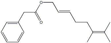 Phenylacetic acid 6,7-dimethyl-2,6-octadienyl ester Struktur