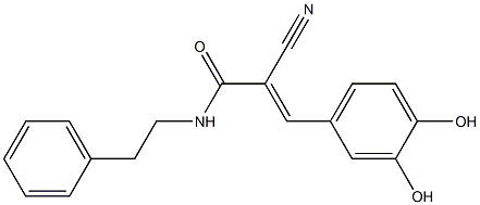 2-Cyano-3-(3,4-dihydroxyphenyl)-N-(2-phenylethyl)acrylamide Struktur