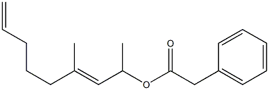 Phenylacetic acid 1,3-dimethyl-2,7-octadienyl ester Struktur