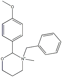 [2-(4-Methoxyphenyl)-3-benzyl-3-methyltetrahydro-2H-1,3-oxazin]-3-ium 结构式