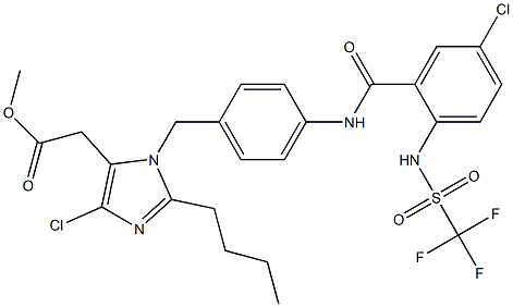 2-Butyl-4-chloro-1-[4-[5-chloro-2-(trifluoromethylsulfonylamino)benzoylamino]benzyl]-1H-imidazole-5-acetic acid methyl ester