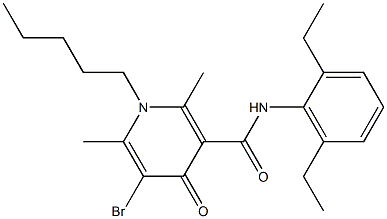 N-(2,6-Diethylphenyl)-1,4-dihydro-2,6-dimethyl-5-bromo-4-oxo-1-pentyl-3-pyridinecarboxamide Struktur