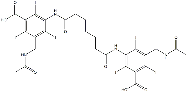 3,3'-(ピメロイルジイミノ)ビス[5-(アセチルアミノメチル)-2,4,6-トリヨード安息香酸] 化学構造式