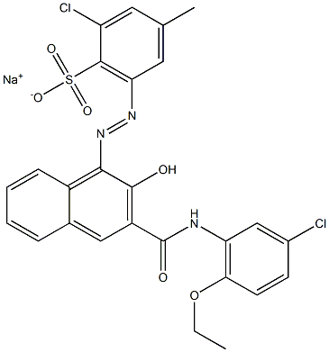 2-Chloro-4-methyl-6-[[3-[[(3-chloro-6-ethoxyphenyl)amino]carbonyl]-2-hydroxy-1-naphtyl]azo]benzenesulfonic acid sodium salt Structure