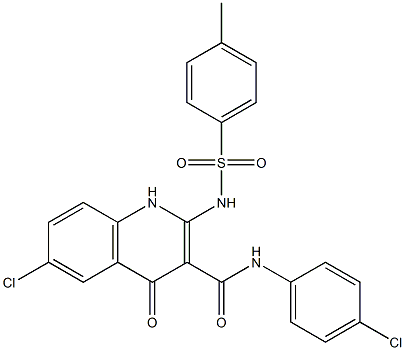 1,4-Dihydro-6-chloro-N-(4-chlorophenyl)-2-(4-methylphenylsulfonylamino)-4-oxoquinoline-3-carboxamide Struktur