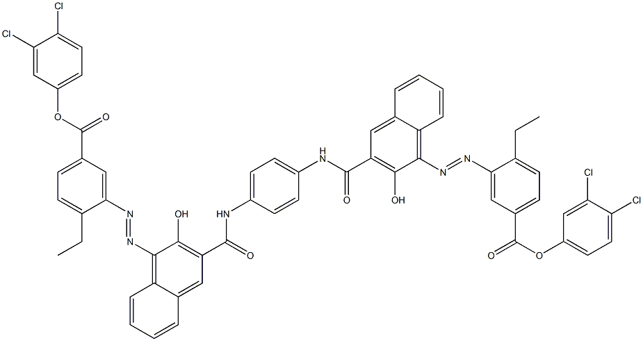 1,4-Bis[1-[[2-ethyl-5-(3,4-dichlorophenoxycarbonyl)phenyl]azo]-2-hydroxy-3-naphthoylamino]benzene Structure